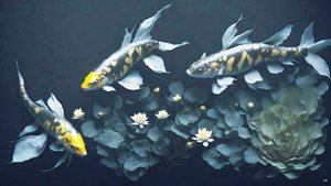 bläckmålning: Koi-Karpfish_yellow_03