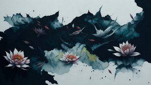 bläckmålning: waterlili-black_02