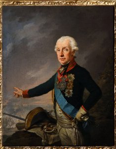 Porträtt av marskalk generalissimo prins Alexander Suvorov (1729-1800). (Porträtt av fältmarskalken Generalissimo Prins A. Suvorov). Målning av Josef Kreuzinger (1757-1829), olja på duk av Josef Kreuzinger