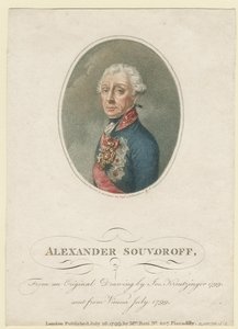 Porträtt av fältmarskalk generalissimo prins Alexander Suvorov 1729–1800, 1799 av Josef Kreuzinger