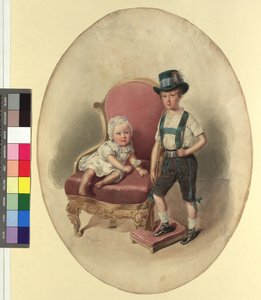 Två barn, troligen från kejsarfamiljen av Josef Kriehuber
