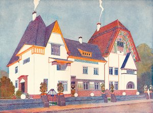 Hus i Darmstadt, ritat av professor Joseph Olbrich, c1900 1901-1902 av Josef Maria Olbrich