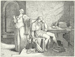 Enzio av Sardinien, oäkta son till den helige romerske kejsaren Fredrik II, i fångenskapen av Guelph Lombarderna av Josef Mathias (after) Trenkwald