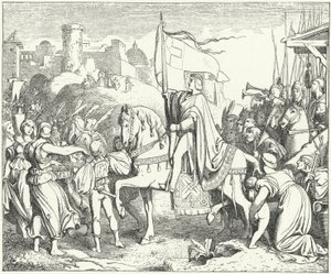 Den helige romerske kejsaren Fredrik II går in i Jerusalem, sjätte korståget av Josef Mathias (after) Trenkwald