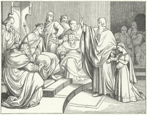 Beatrice av Hohenstaufen ber kung Otto IV av Tyskland att hämnas mordet på hennes far, Filip av Schwaben av Josef Mathias Trenkwald