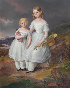 Porträtt av Franziska Comtesse Kolowrat-Krakowsky 18351904 och Seraphine Comtesse..., 1841.