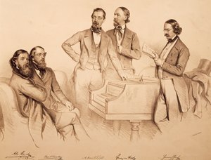Gruppporträtt av wienska musiker och kompositör: Franz von Suppe