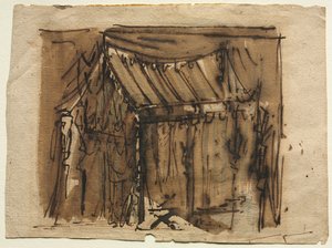 Tält (recto); Två skisser (verso) av Josef Platzer
