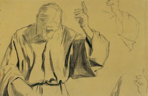 Draperistudie för målningen "Christi Ascension" av Josef Wawra