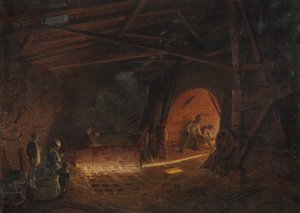 Acierie - Järnbruk, av Wallander, Josef Wilhelm (1821-1888). Olja på duk