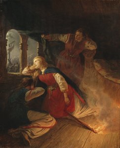 Hagbard et Signy - Hagbard och Signy, av Wallander, Josef Wilhelm (1821-1888). Olja på duk