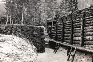 Album "Mitt världskrig - minnen av sydvästra fronten i Kärnten, Italien, Trentino-Alto Adige) 31/03/1915-12/11/ 1918 - Josef Zohles Vienna ": Barriär gjord av stockar in av Josef Zohles