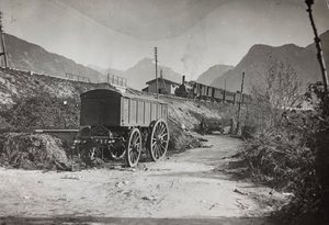 Album "Mitt världskrig - minnen av sydvästra fronten i Kärnten, Italien, Trentino-Alto Adige) 31/03/1915-12/11/1918 - Josef Zohles Wien ": järnväg Tolmezzo (s/v foto av Josef Zohles