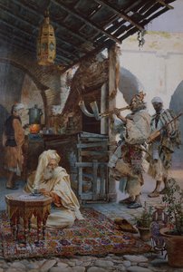Nubiska musiker (akvarell) av Josep Tapiro Baro