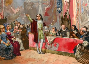 Columbus före Junta of Salamanca av Josep or Jose Planella Coromina