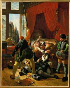 En scen från Sankt Bartolomeus natt (målning på duk) av Joseph Nicolas Robert Fleury