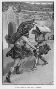 Gladiatorer i den romerska arenan (litho) av Joseph (after) Finnemore