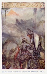 Illustration till Sir Knight of the Splendid Way (färglitografi) av Joseph (after) Finnemore