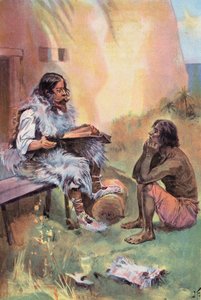 Robinson Crusoe: Jag lär fredag (färg litho)