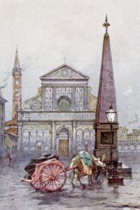 Kyrkan S Maria Novella, Florens (färg litho) av Joseph (after) Finnemore