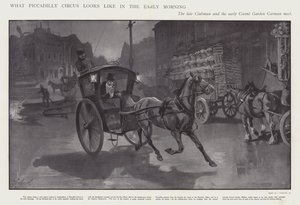 Hur Piccadilly Circus ser ut tidigt på morgonen (litho) av Joseph (after) Finnemore