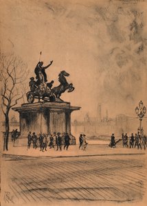 Boadicea, Westminster Bridge (litho) av Joseph (after) Pennell