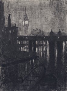 Klocktorn, natt (litho)