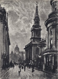 Duncannon Street, från Charing Cross (litho) av Joseph (after) Pennell