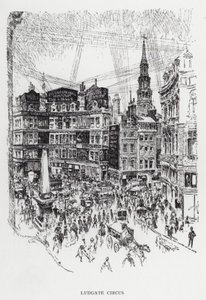 Ludgate Circus (litho) av Joseph (after) Pennell
