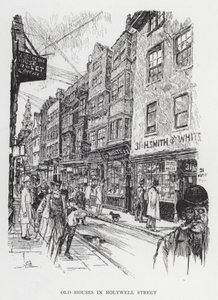 Gamla hus i Holywell Street (litho) av Joseph (after) Pennell