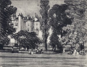 Park Lane, från parken (litho) av Joseph (after) Pennell