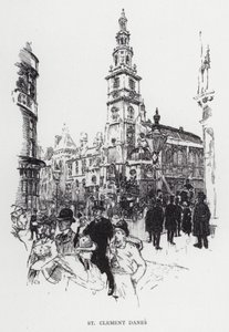 St Clement Danes (litho) av Joseph (after) Pennell