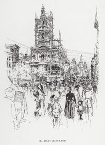 St Mary-le-Strand (litho) av Joseph (after) Pennell