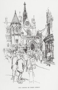 The Corner of Essex Street (litho) av Joseph (after) Pennell
