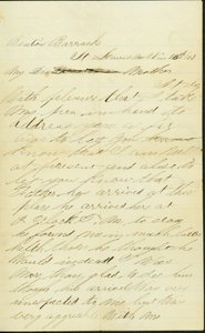 Letter signed Joseph A. Fardell, Benton Barracks, St. Louis, Mo., to Mother, November 12, 1863 av Joseph A. Fardell