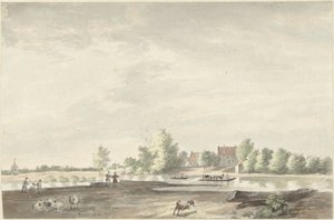 Färjehuset på Lek nära Schoonhoven av Joseph Adolf Schmetterling