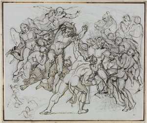 Vid becksjön, krämaren Ciampolo från Navarra (Dantes Inferno, Canto 22, V 34) av Joseph Anton Koch