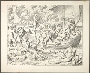 Charons Bark med Souls Crossing the Styx, plansch två från Darstellungen aus Dante