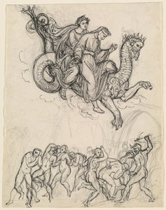 Dante och Virgil rider på Geryons rygg av Joseph Anton Koch