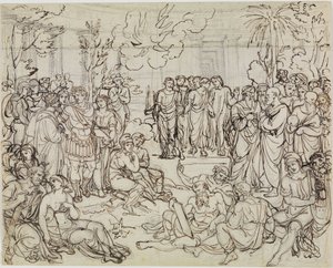 Dante och Vergilius bland hedningarna i Limbo (Dantes Inferno, sång 4, v. 52) av Joseph Anton Koch