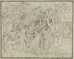 Dante och Vergilius i självmördarnas skog (Dantes Inferno, sång 13)