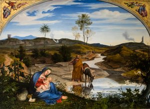 Repos pendant le fuite en Egypt, cirka 1820-1825 (Olja på trä (valnöt))