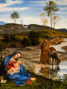 Repos pendant le fuite en Egypt, cirka 1820-1825 (Olja på trä (valnöt))