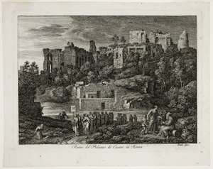 Ruinerna av Caesarpalatset i Rom, skylt åtta från Die Römische Ansichten av Joseph Anton Koch