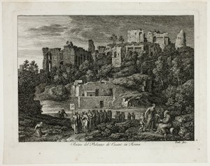 Ruinerna av Caesarpalatset i Rom, skylt åtta från Die Römische Ansichten av Joseph Anton Koch