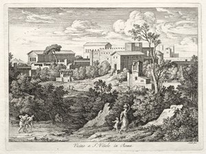 Utsikt över San Vitale, Rom, ca. 1810. av Joseph Anton Koch