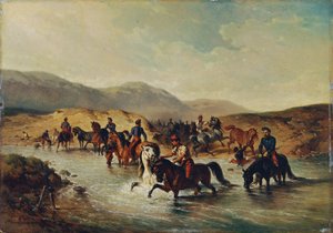 Franskt kavalleri i hästdammen av Joseph Anton Strassgschwandtner