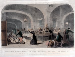 Florence Nightingale (1820-1910) på militärsjukhuset i Scutari under Krimkriget, 1856.