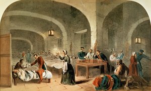 Skiss över en avdelning på sjukhuset i Scutari, ca 1856