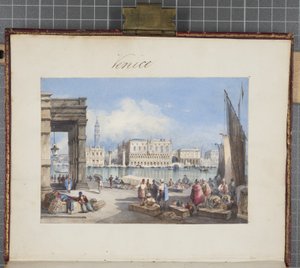 Venedig, inklistrad i titelsidan av Thomas Moodys Journal of a tour through Schweiz and Italy, 1822 (wc på papper)